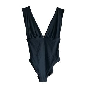 J. Crew Black Deep V One-Piece Swimsuit